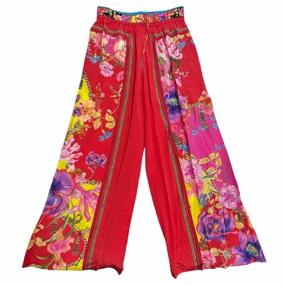 new The Beetles Pink Purple Floral Wide Straight Leg Pants - Picture 11 of 17